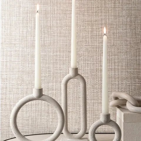 MICHELLE KEEGAN HOME SET OF 3 CEMENT LOOK CANDLE HOLDERS