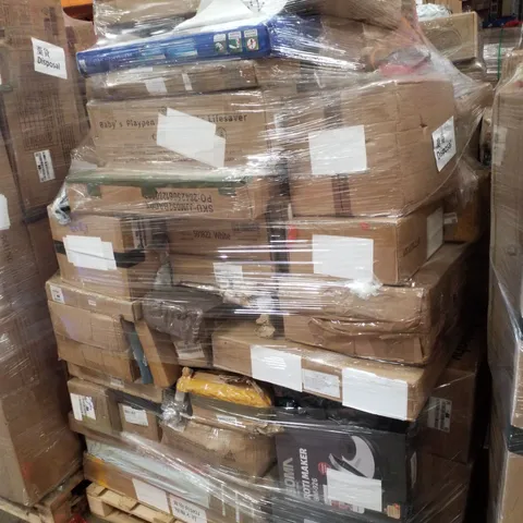 PALLET CONTAINING ASSORTED PRODUCTS INCLUDING BABY PLAPEN, MULTI CORNER SHELF, ROTI MAKERS & METAL WEDDING STAND