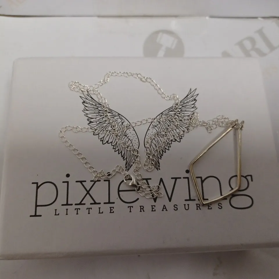 PIXIEWINGS SILVER EFFECT NECKLACE WITH DIAMOND PENDANT