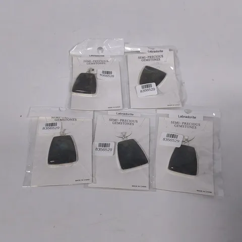 LOT OF 5 BRAND NEW SEMI-PRECIOUS GEMSTONES LABRADORITE NECKLACE PENDANTS