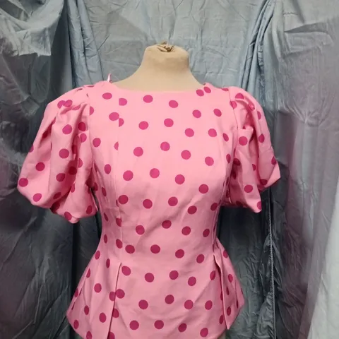 ZARA PINK POLKA DOT DRESS – WOMEN'S EU/USA M (MEX 28), MADE IN TURKEY