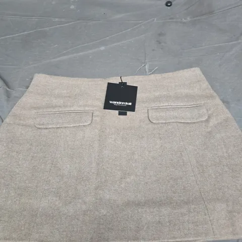 WANDERDOLL SAND TWEED MINI SKIRT WITH BACK POCKETS – WOMEN'S SIZE L