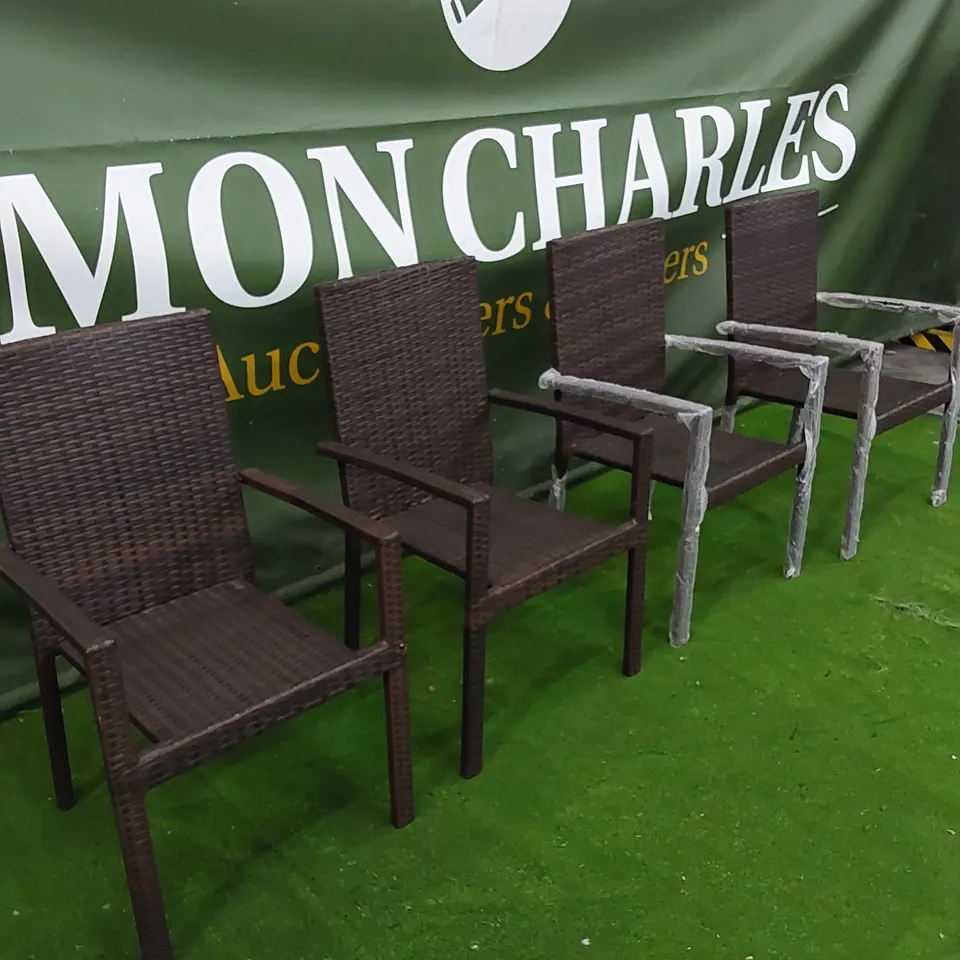 SET OF 4 CHOCOLATE MIX RATTAN CHAIRS 