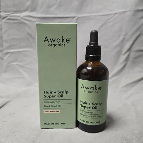 BOXED AWAKE ORGANICS HAIR + SCALP SUPER OIL – ROSEMARY & BLACK SEED OIL, MADE IN ENGLAND