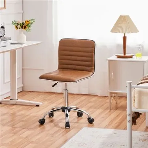 BOXED LOW BACK ARMLESS OFFICE CHAIR -RETRO BROWN-