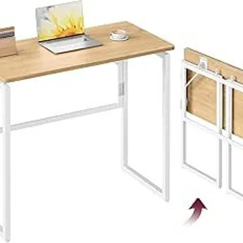 VASAGLE FOLDABLE COMPUTER DESK, SMALL HOME OFFICE WRITING TABLE, 80 X 40 CM, NATURAL OAK