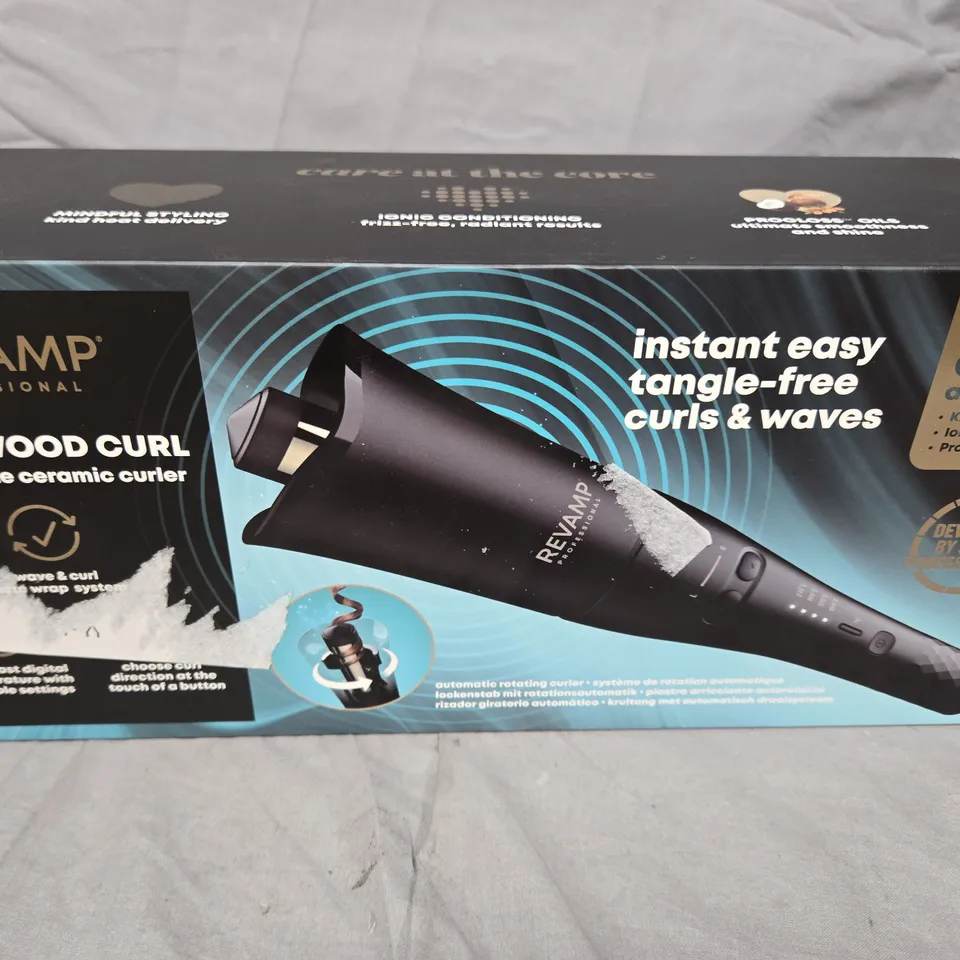 REVAMP PROFESSIONAL HOLLYWOOD CURL AUTO-ROTATING CERAMIC HAIR CURLER – BOXED