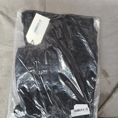 BAGGED BRAVE SOUL SHIRRED TEXTURED TIERED SMOCK MINI DRESS IN BLACK SIZE SMALL