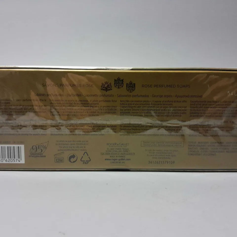 BOXED AND SEALED ROGER & GALLET PARIS ROSE 3x100g ROSE PERFUMED SOAPS