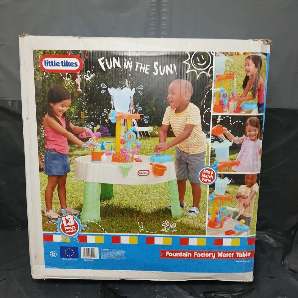 BOXED LITTLE TIKES FOUNTAIN FACTORY WATER TABLE