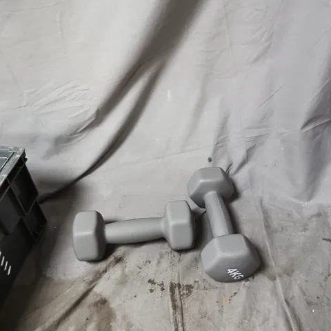 PAIR OF 4KG HEX DUMBBELLS