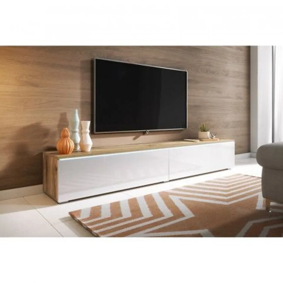 BOXED DUYAL TV STAND FOR TVS UP TO 78" - WOODGRAIN