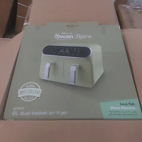 BOXED SWAN RETRO 8L DUAL BASKET DIGITAL AIR FRYER - GREEN