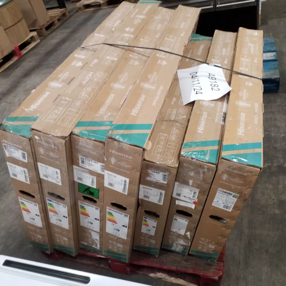 PALLET CONTAINING 7 HISENSE 4K SMART TVS 