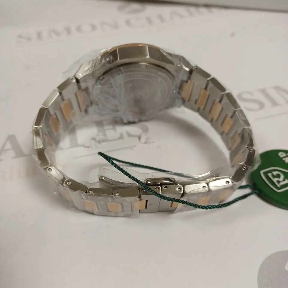 MENS RAYMOND GAUDIN CHRONOGRAPH WATCH – SUB DIALS WITH DATE – STAINLESS CASE & STRAP – 5ATM WATER RESISTANT - WOODEN GIFT BOX