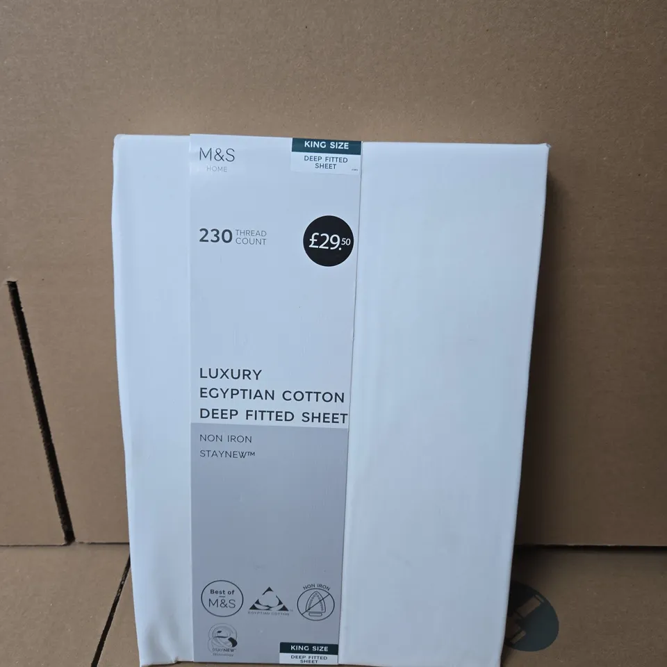 M&S HOME LUXURY EGYPTIAN COTTON DEEP FITTED SHEET – KING SIZE, NON IRON STAYNEW