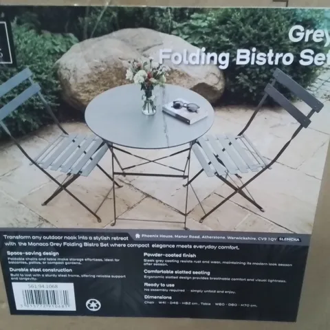 BOXED MONACO GREY FOLDING BISTRO SET