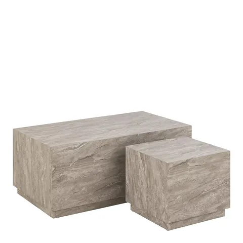 BOXED DICE COFFEE TABLE SET IN GREY MARBLE EFFECT (1 BOX)