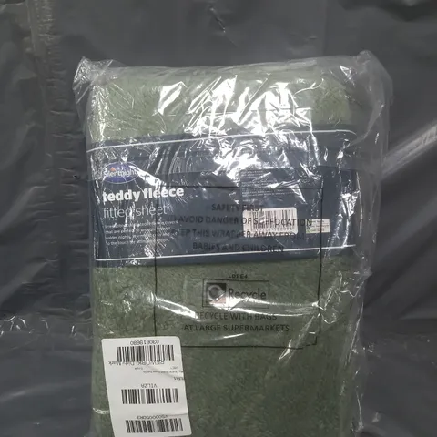 SILENTNIGHT TEDDY FLEECE FITTED SHEET - SAGE - SINGLE