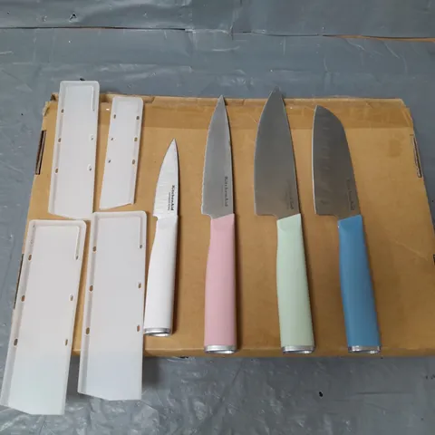 KITCHENAID 4 PIECE KITCHEN KNIFE SET WITH BLADE COVERS