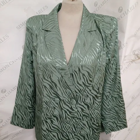 DANNII MINOGUE DOUBLE BREAST BLAZER JACKET IN SOFT TEAL SIZE 14