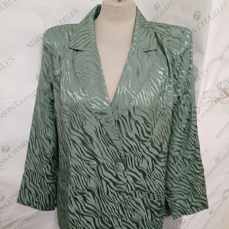 DANNII MINOGUE DOUBLE BREAST BLAZER JACKET IN SOFT TEAL SIZE 12