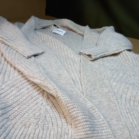 WALLIS STONE COSY RIBBED LONGLINE CARDIGAN - SMALL