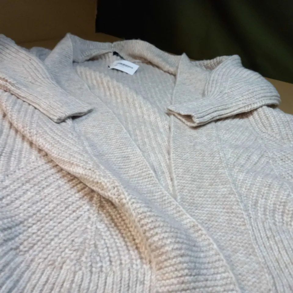 WALLIS STONE COSY RIBBED LONGLINE CARDIGAN - SMALL