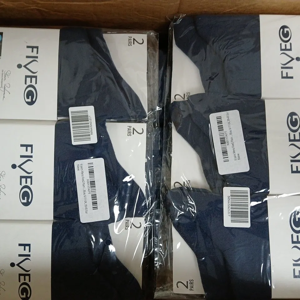 BOX OF APPROXIMATELY 20 PACKS OF FIVE G SOCKS IN NAVY - SIZES VARY - COLLECTION ONLY