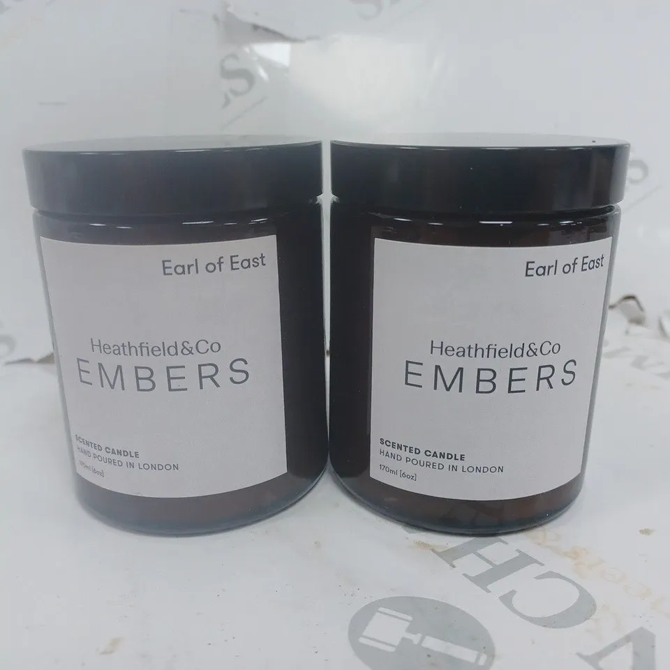 BOX OF TWO HEATHFIELD & CO EMBERS HAND-POURED SCENTED CANDLES 