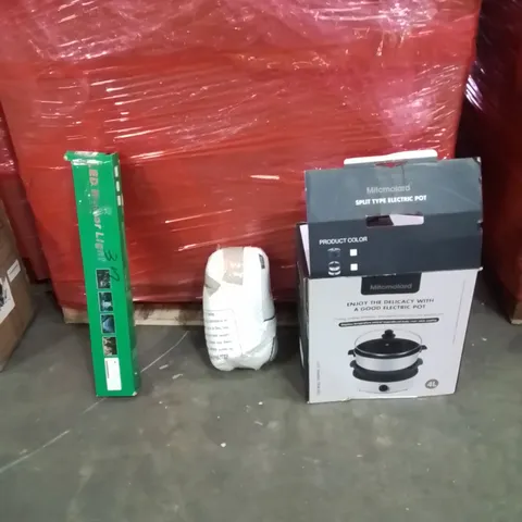 PALLET OF ASSORTED HOUSEHOLD GOODS AND PRODUCTS TO INCLUDE;PILLOW,LED LIGHT,ELECTRIC POT