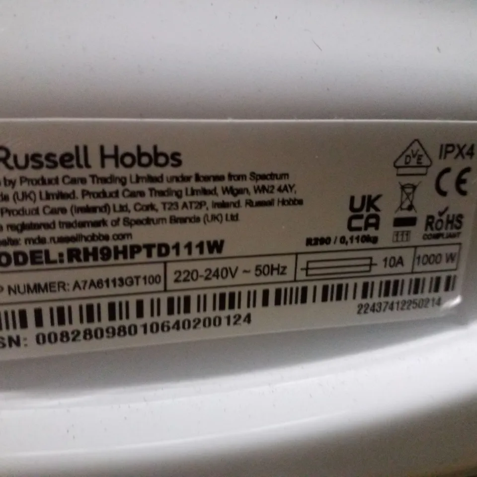 RUSSELL HOBBS RH9HPTD111W 11 SERIES 9KG HEAT PUMP TUMBLE DRYER - WHITE