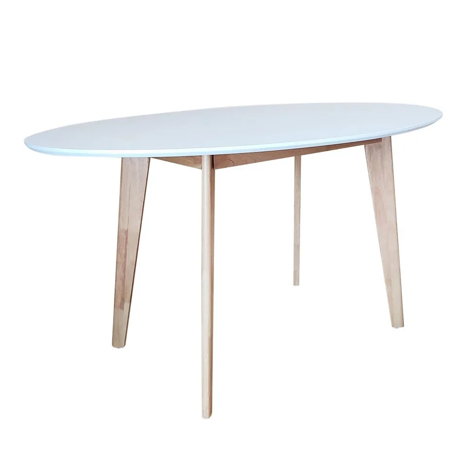 BOXED LEENA OVAL DINING TABLE WHITE/NATURAL OAK