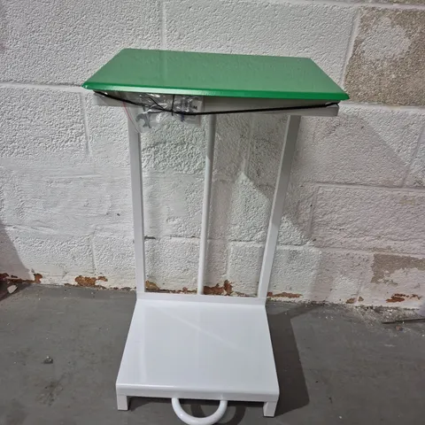 WHITE PEDAL BIN FOR CLEAR BAGS WITH GREEN TOP