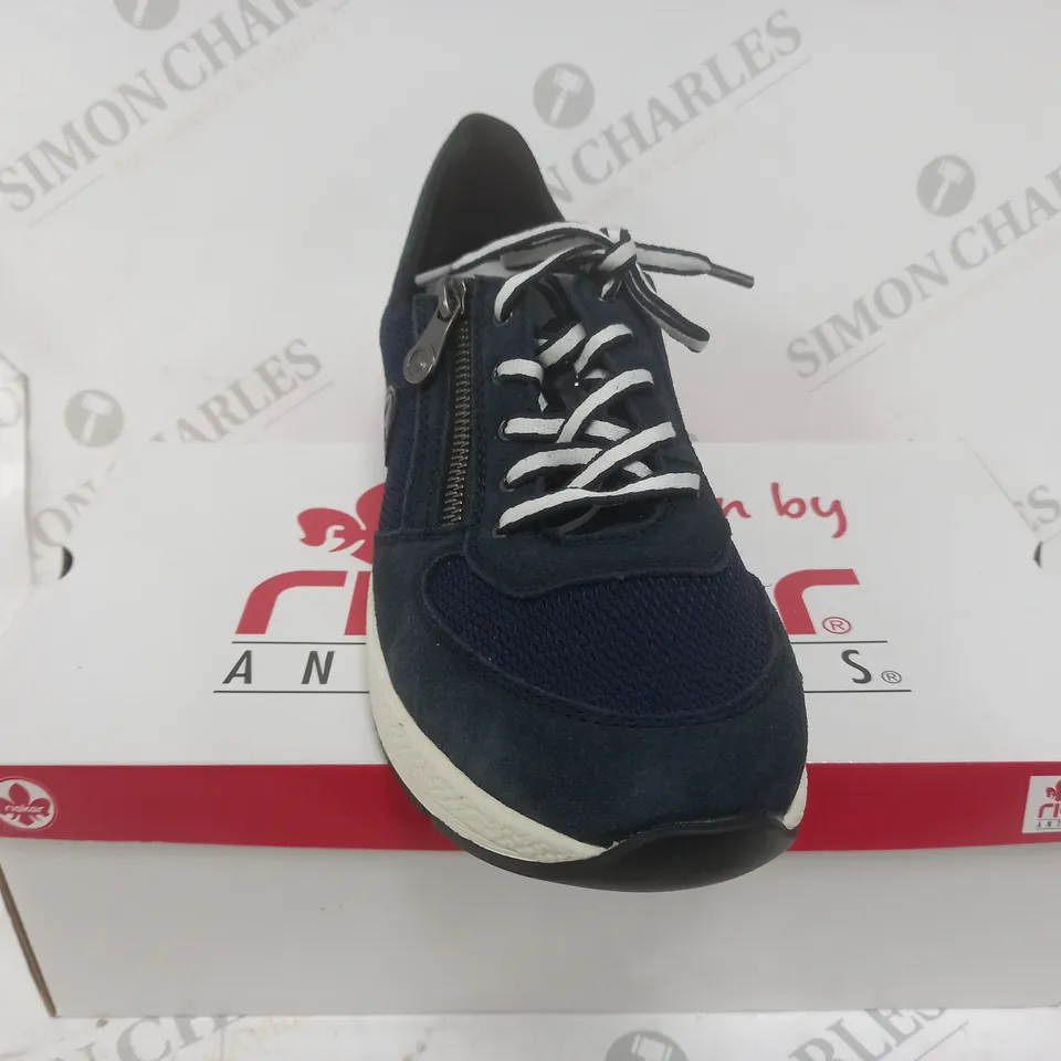 BOXED PAIR OF RIEKER LACE TRAINERS IN NAY UK SIZE 7 1/2