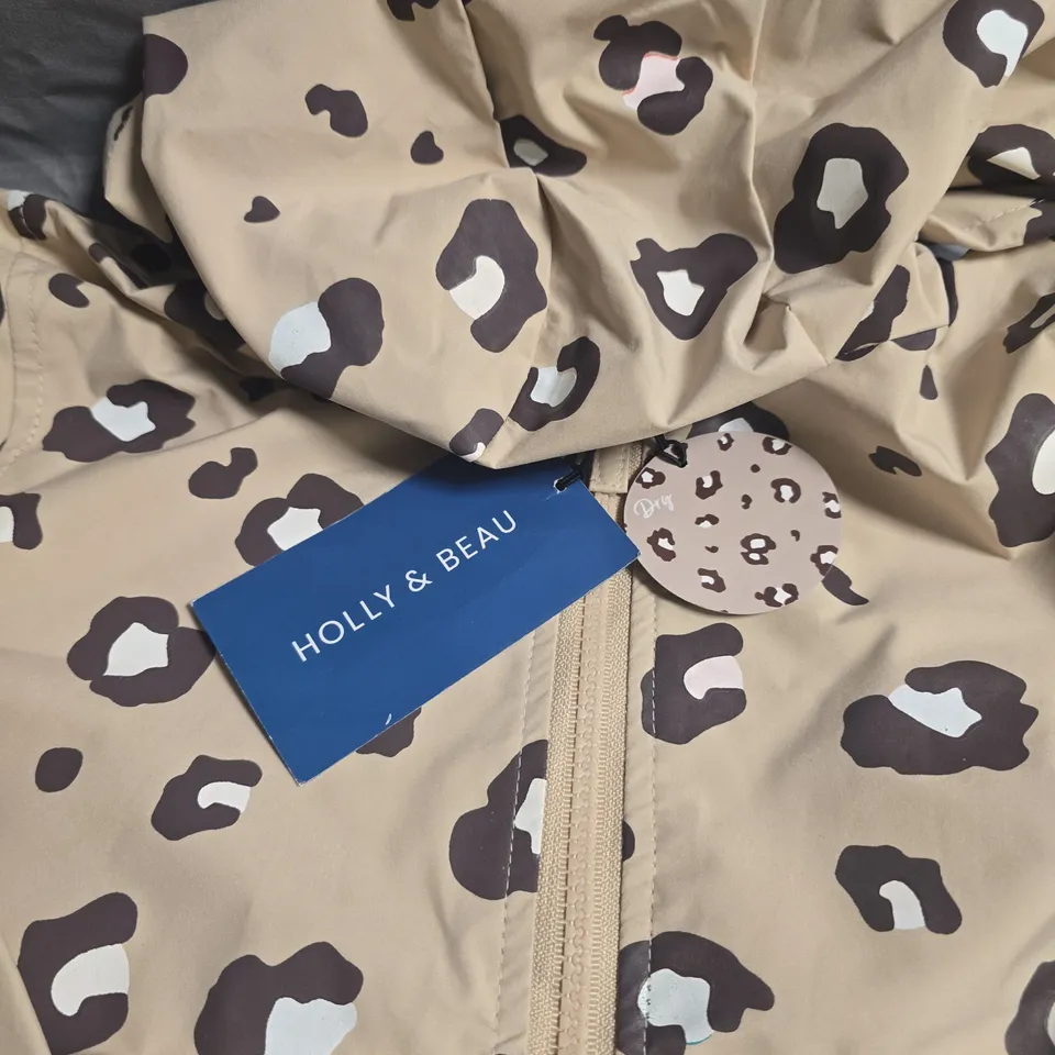 HOLLY & BEAU CAMEL LEOPARD COLOUR CHANGING RAINCOAT – AGE 7-8