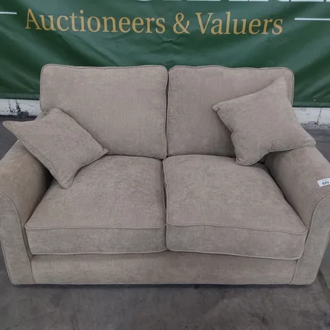 DESIGNER TWO SEATER SOFA FAWN FABRIC 