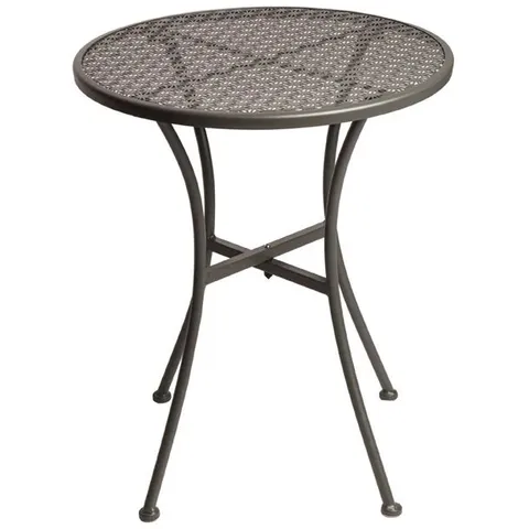 BOXED BOLERO ROUND STEEL PATTERNED BISTRO TABLE GREY 600MM