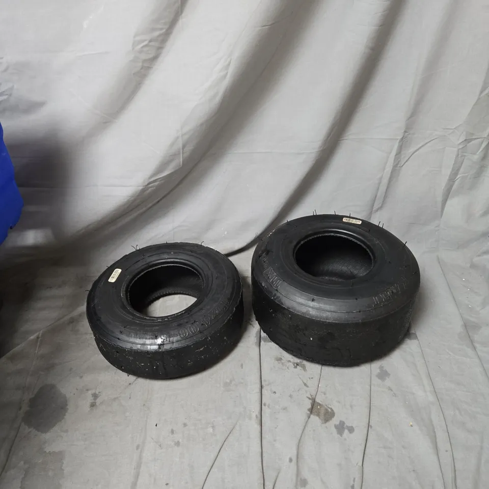 VEGA KART SET OF 2 FRONT AND 2 REAR KART TRYRES - SPEC 10 X 4.00 - 5 FRONT - SPEC 11 X 5.00 - 5 REAR