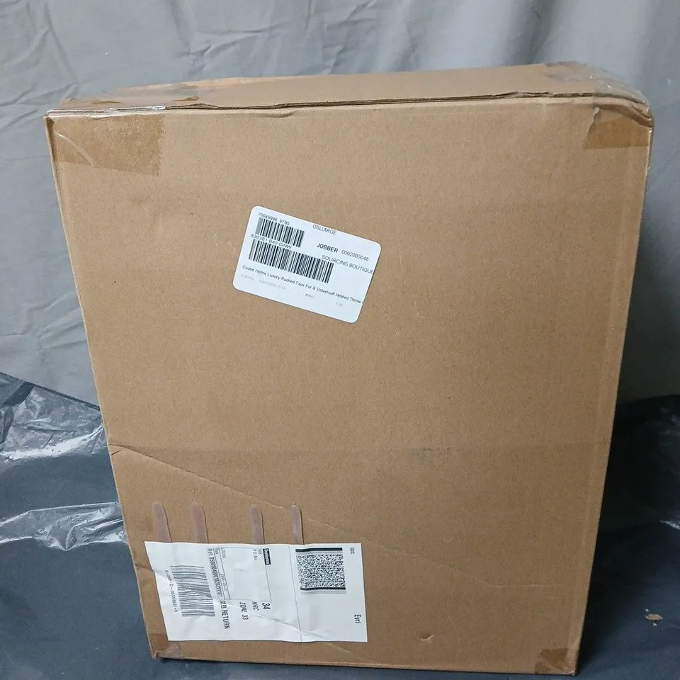 COZEE HOME LUXURY RUCHED FAUX FUR AND VELVETSOFT HEATED THROW