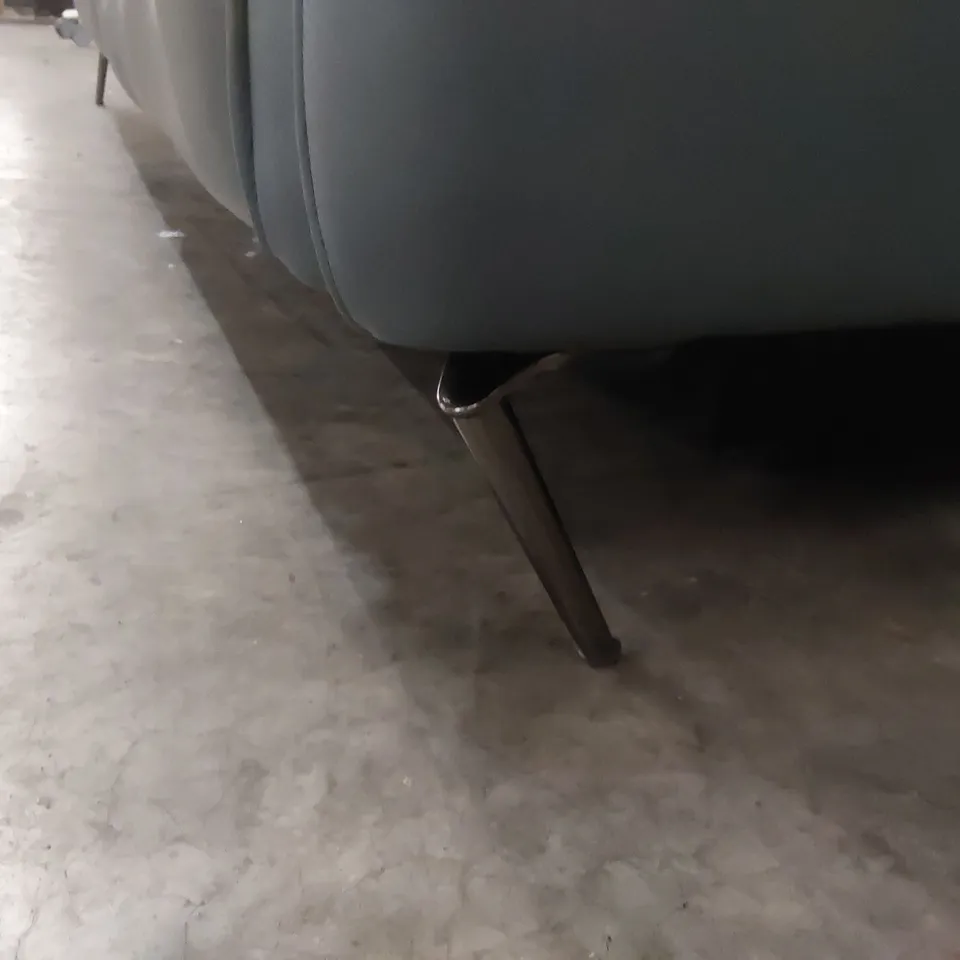 QUALITY DESIGNER ITALIAN MADE LEATHER BOLANZO ELECTRIC RECLINER SOFA - BLUE