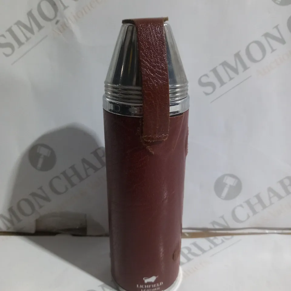 LICHFIELD LEATHER ROUNDED HIP FLASK
