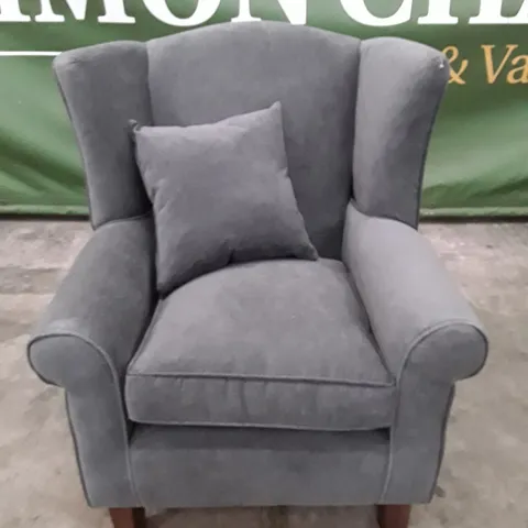QUALITY DESIGNER ARMCHAIR WITH PILLOW - GREY FABRIC