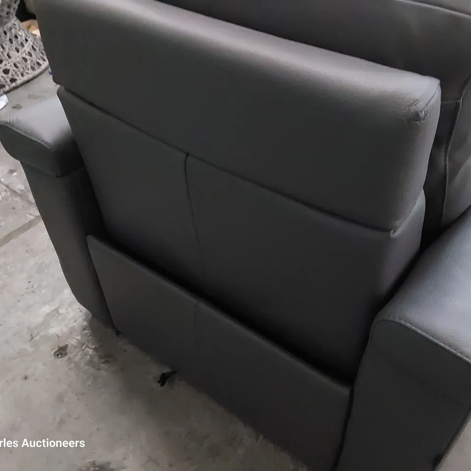 QUALITY ITALIAN DESIGNER ADRIANO POWER RECLINING EASY CHAIR CHARCOAL LEATHER 