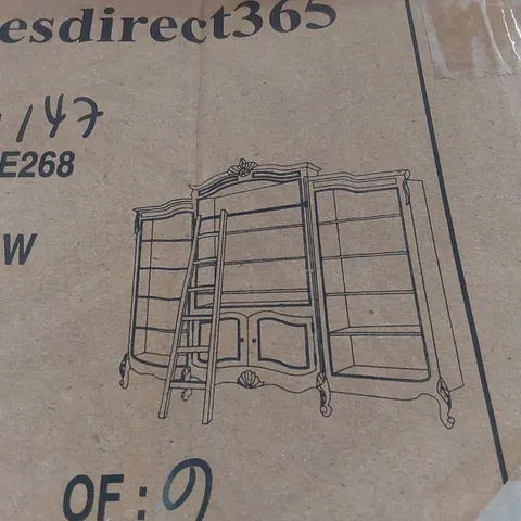 PALLET CONTAINING HOMESDIRECT365 ANTIQUE STYLE LARGE BOOKCASE PARTS //INCOMPLETE SET (MISSING PARTS)