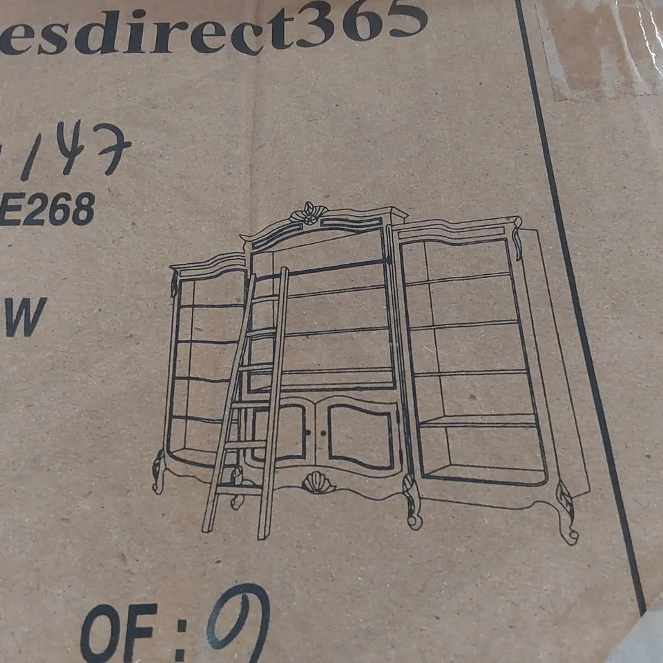 PALLET CONTAINING HOMESDIRECT365 ANTIQUE STYLE LARGE BOOKCASE PARTS //INCOMPLETE SET (MISSING PARTS)