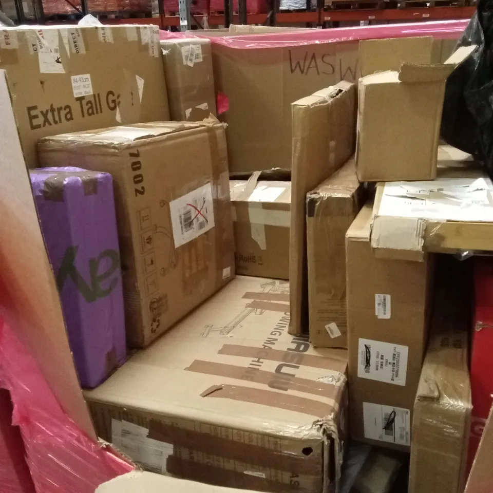 PALLET OF ASSORTED HOUSEHOLD GOODS AND PRODUCTS TO INCLUDE; ESPRESSO MACHINE, AIR COOLER, ROWING MACHINE ETC