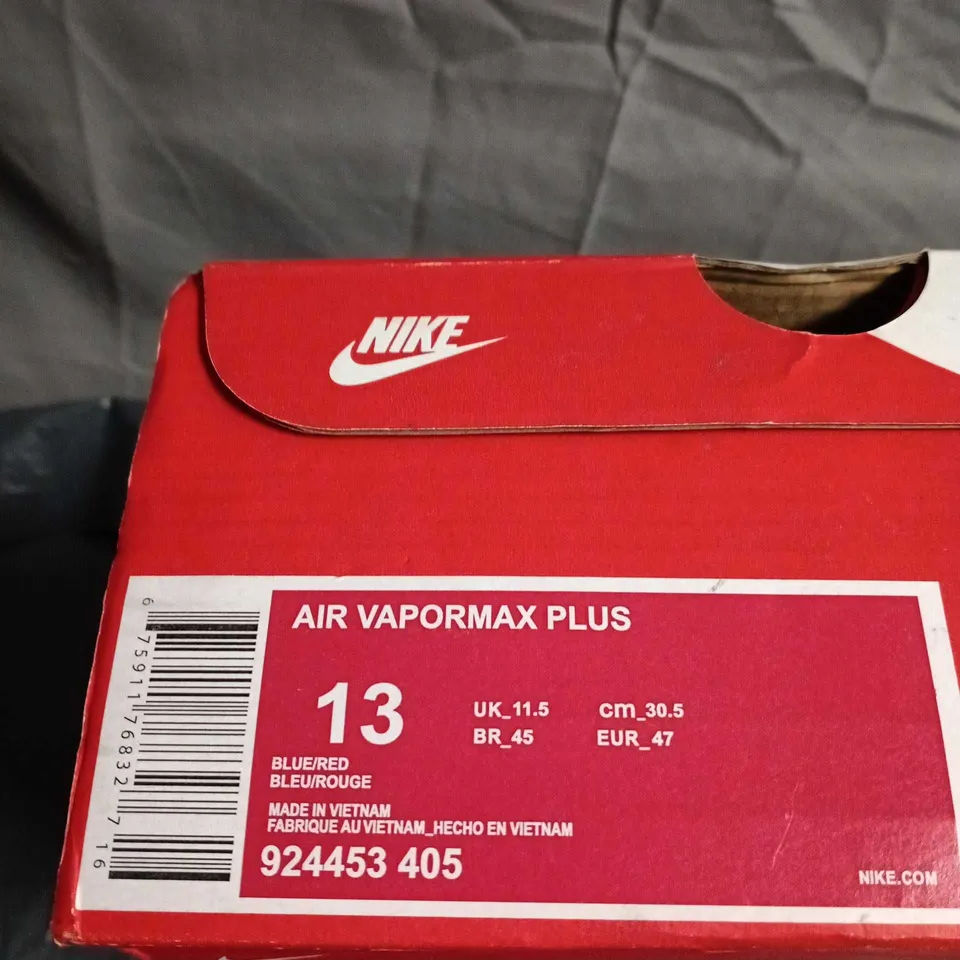 BOXED PAIR OF NIKE AIR VAPORMAX PLUS SNEAKERS – UK SIZE 11.5