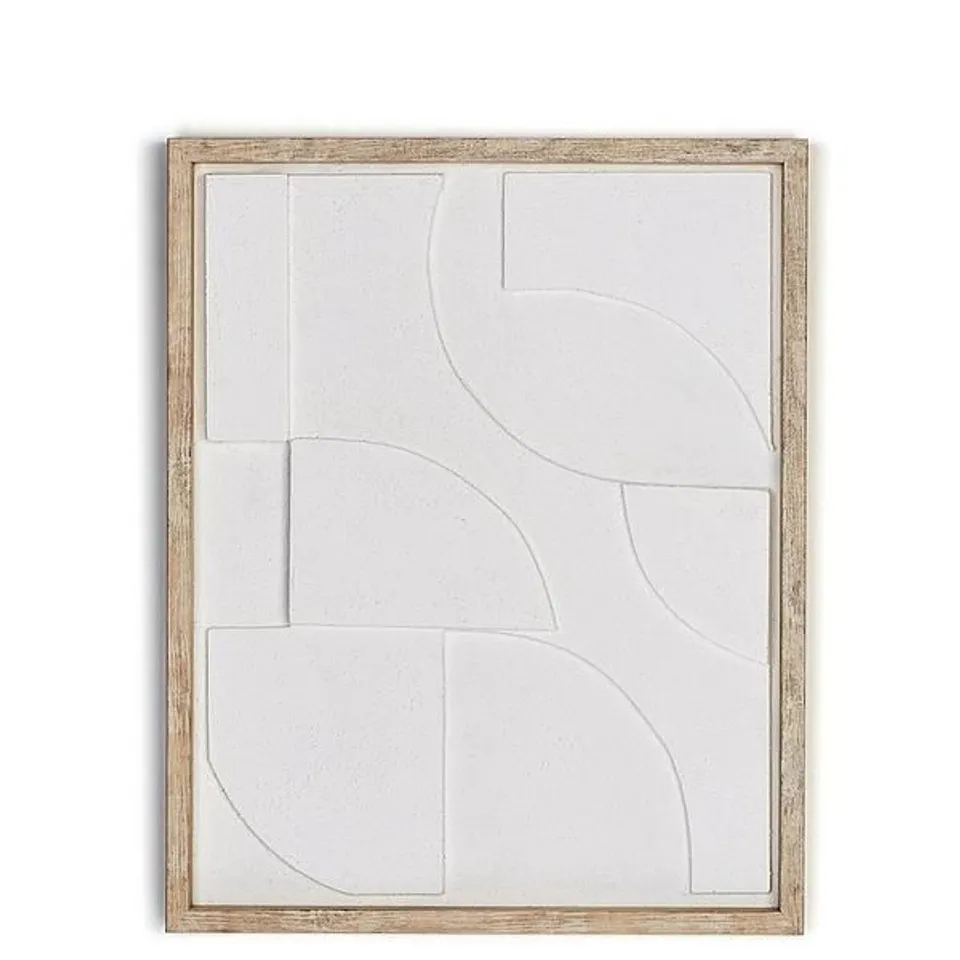 VERY HOME ABSTRACT WHITE SHAPE FRAMED HAND PAINT 40 X 50CM RRP £16.99