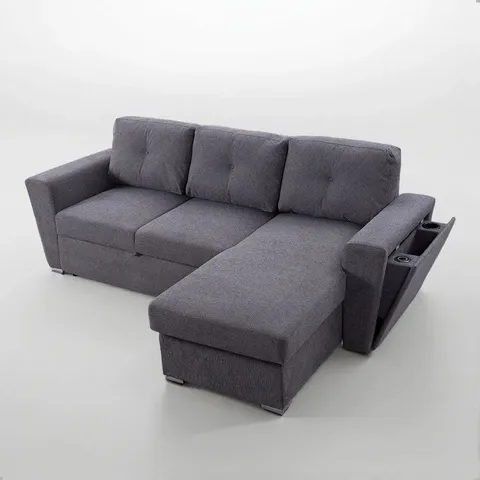 BOXED BELMONT 3 CHAISE SECTIONALS SOFA BED - GREY (3 BOXES)